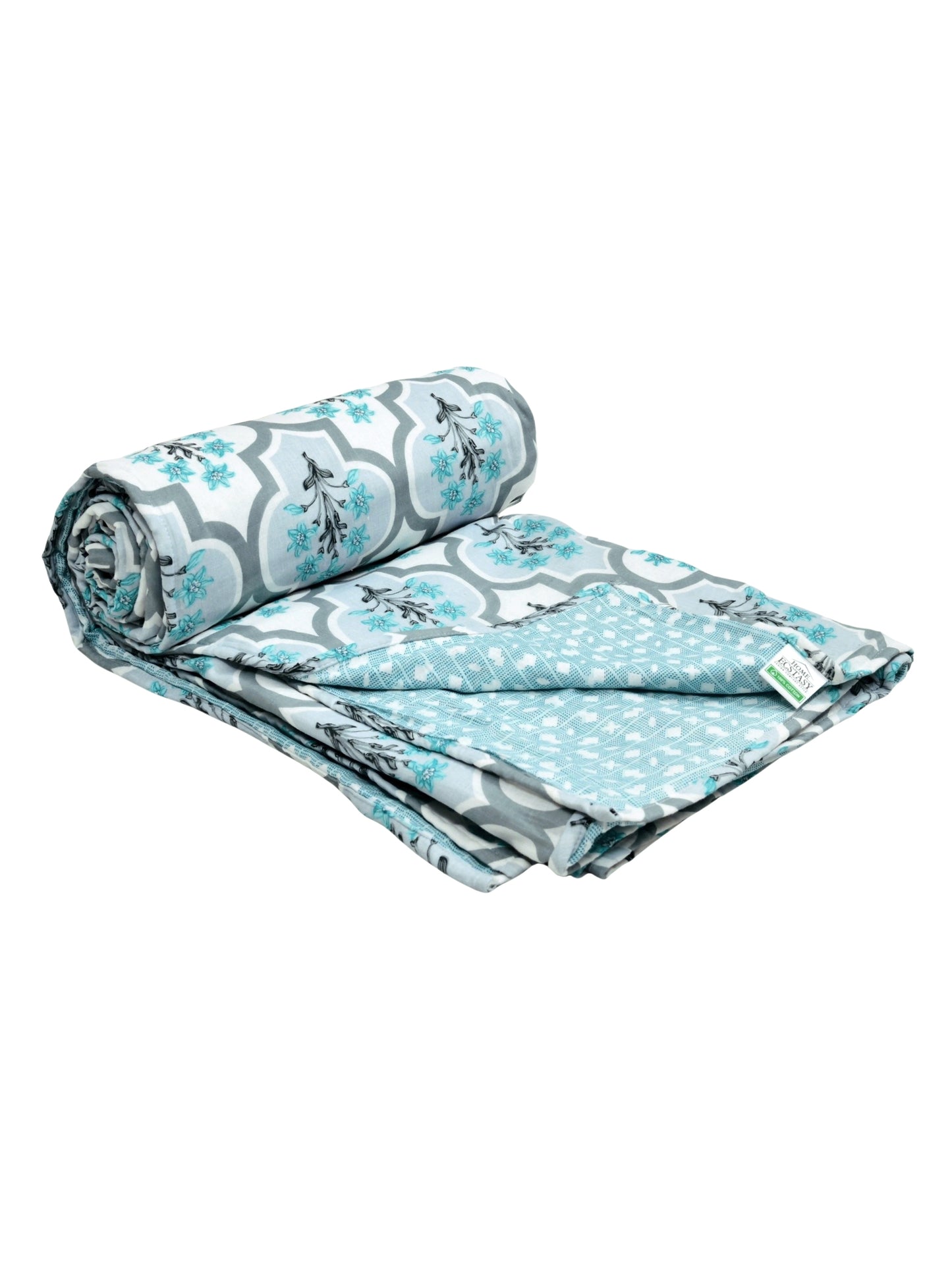 Home Ecstasy 100% Cotton Floral Dohar | 210 GSM | Teal