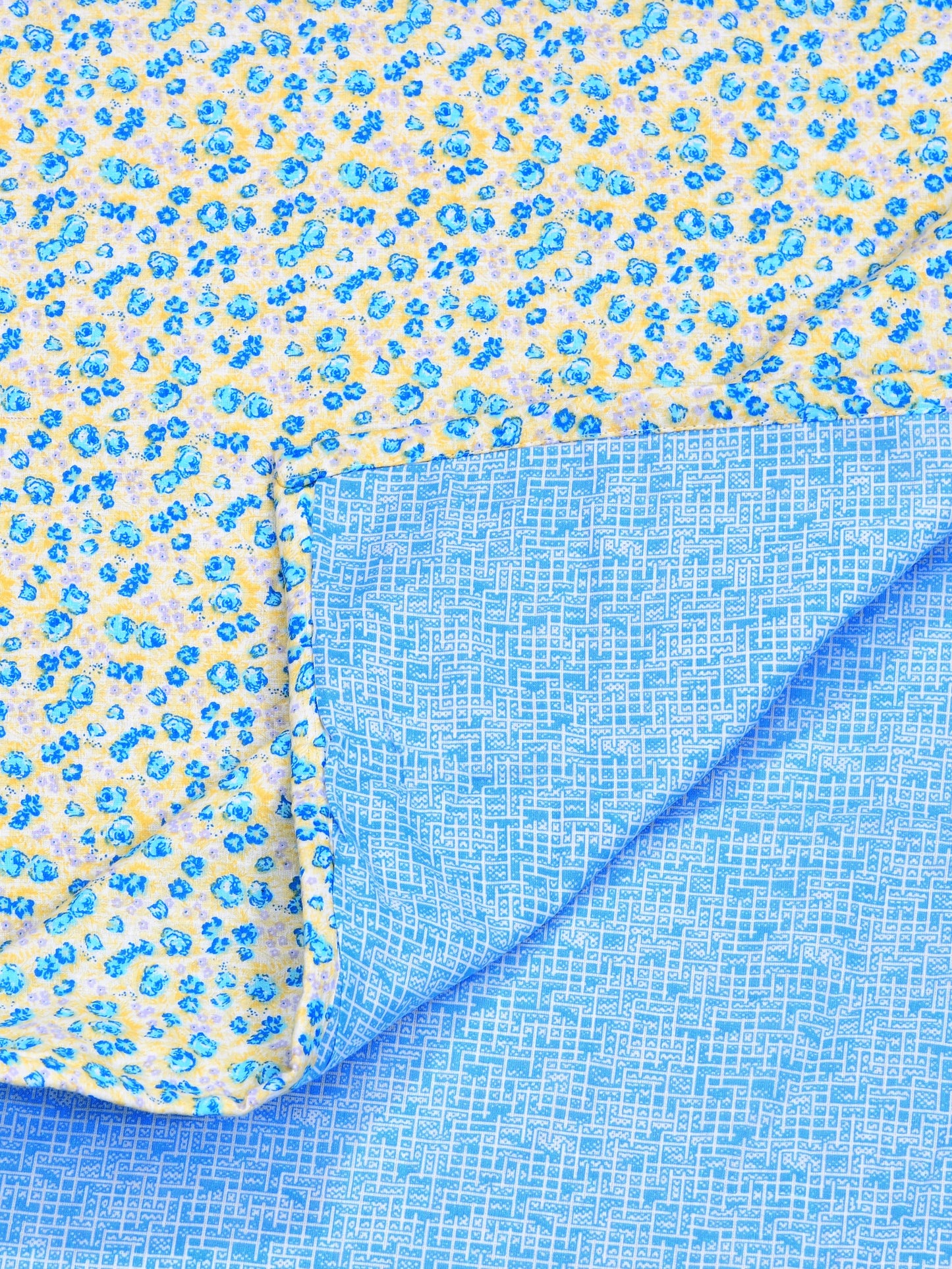 Home Ecstasy 100% Cotton 210 GSM Floral Dohar - Colour: Blue