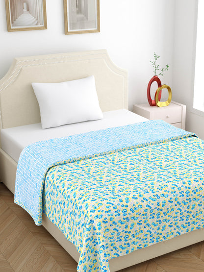 Home Ecstasy 100% Cotton 210 GSM Floral Dohar - Colour: Blue