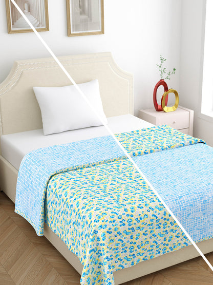 Home Ecstasy 100% Cotton 210 GSM Floral Dohar - Colour: Blue