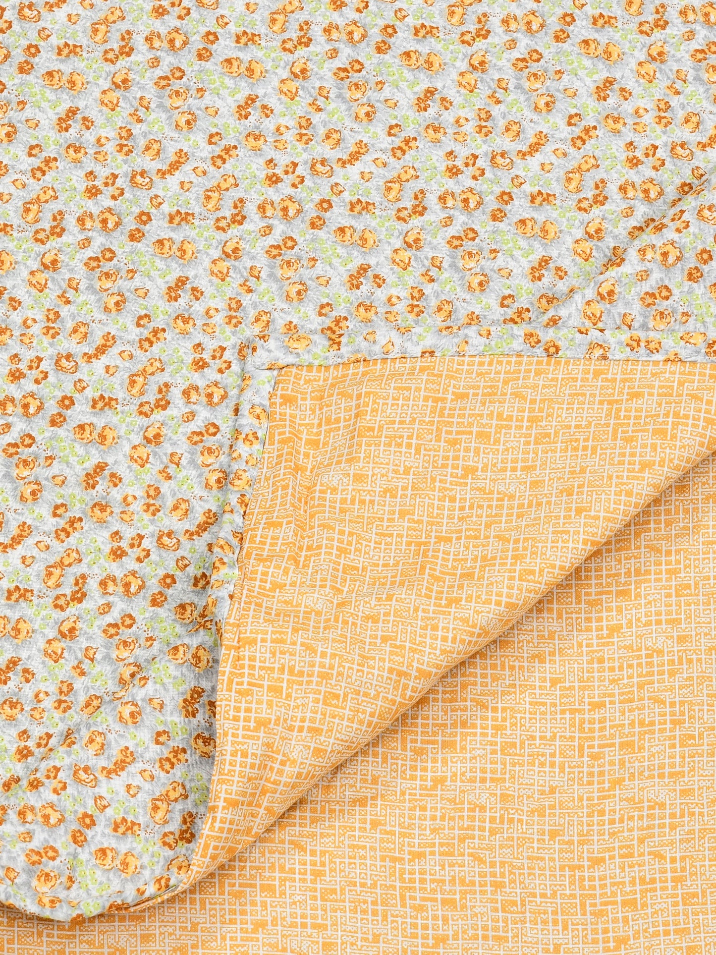 Home Ecstasy 100% Cotton 210 GSM Floral Dohar - Colour: Mustard