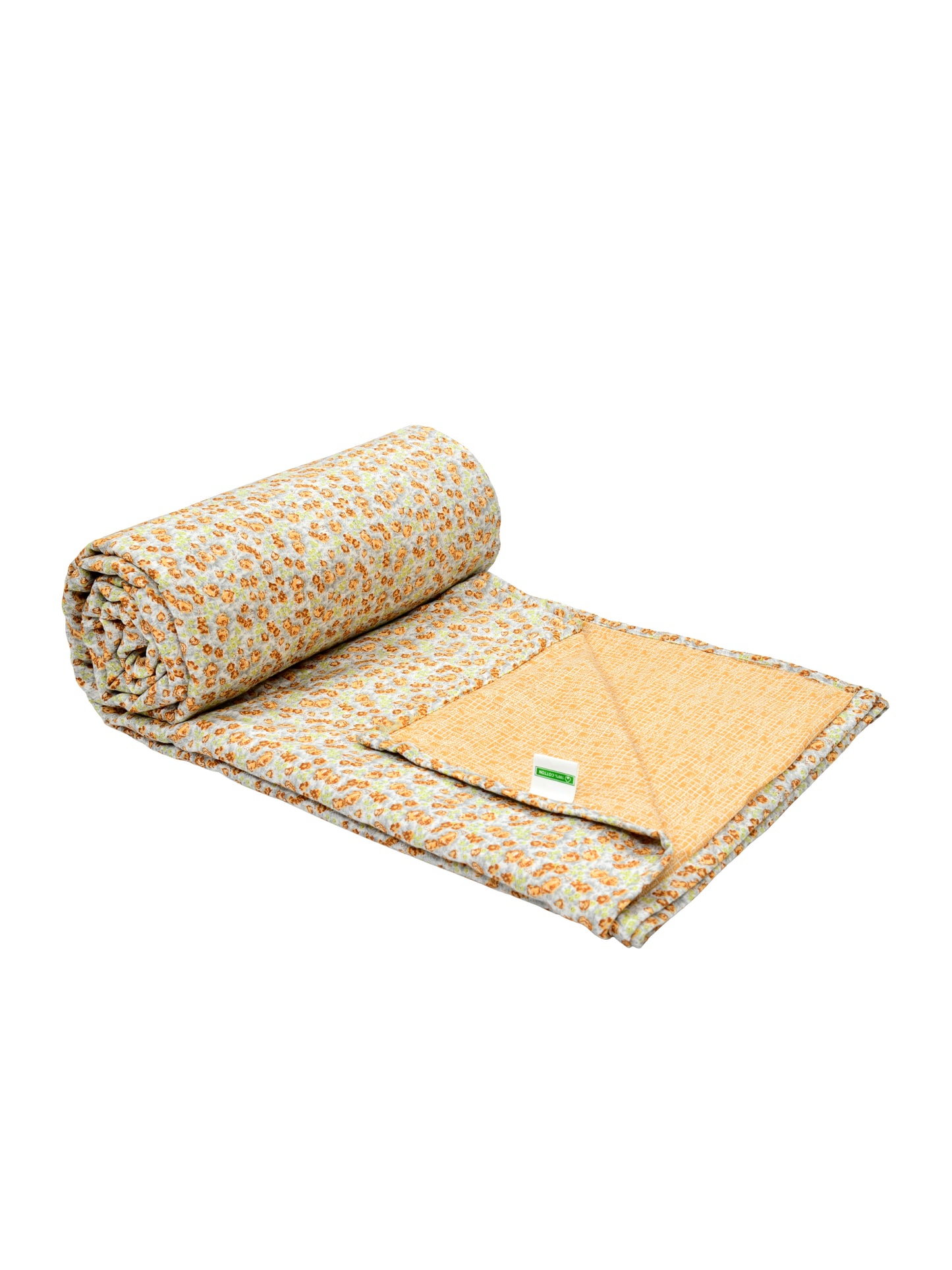 Home Ecstasy 100% Cotton 210 GSM Floral Dohar - Colour: Mustard