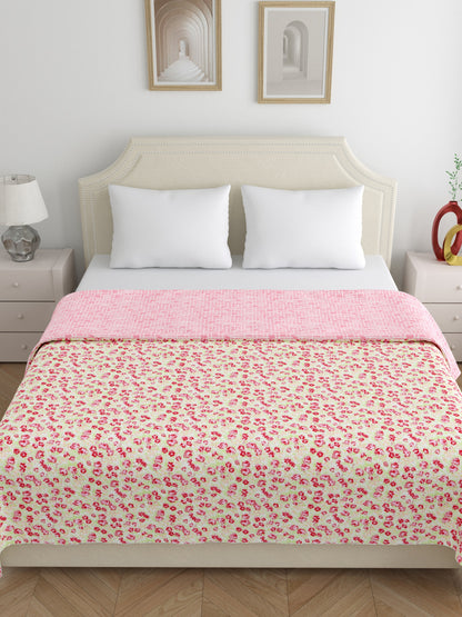 Home Ecstasy 100% Cotton 210 GSM Floral Dohar - Colour: Pink