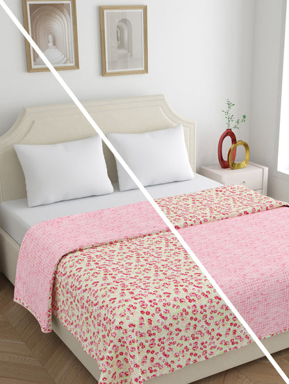 Home Ecstasy 100% Cotton 210 GSM Floral Dohar - Colour: Pink