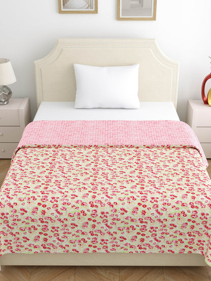 Home Ecstasy 100% Cotton 210 GSM Floral Dohar - Colour: Pink