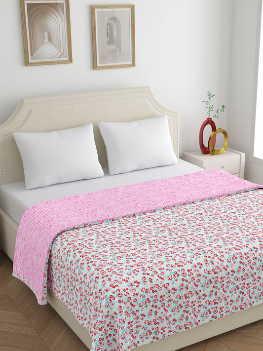 Home Ecstasy 100% Cotton 210 GSM Floral Dohar - Colour: Teal