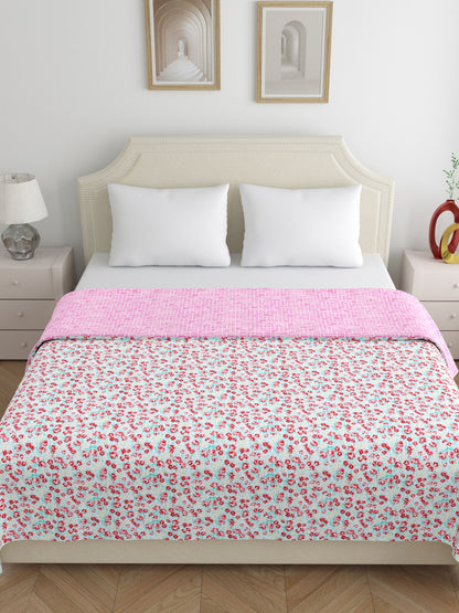 Home Ecstasy 100% Cotton 210 GSM Floral Dohar - Colour: Teal