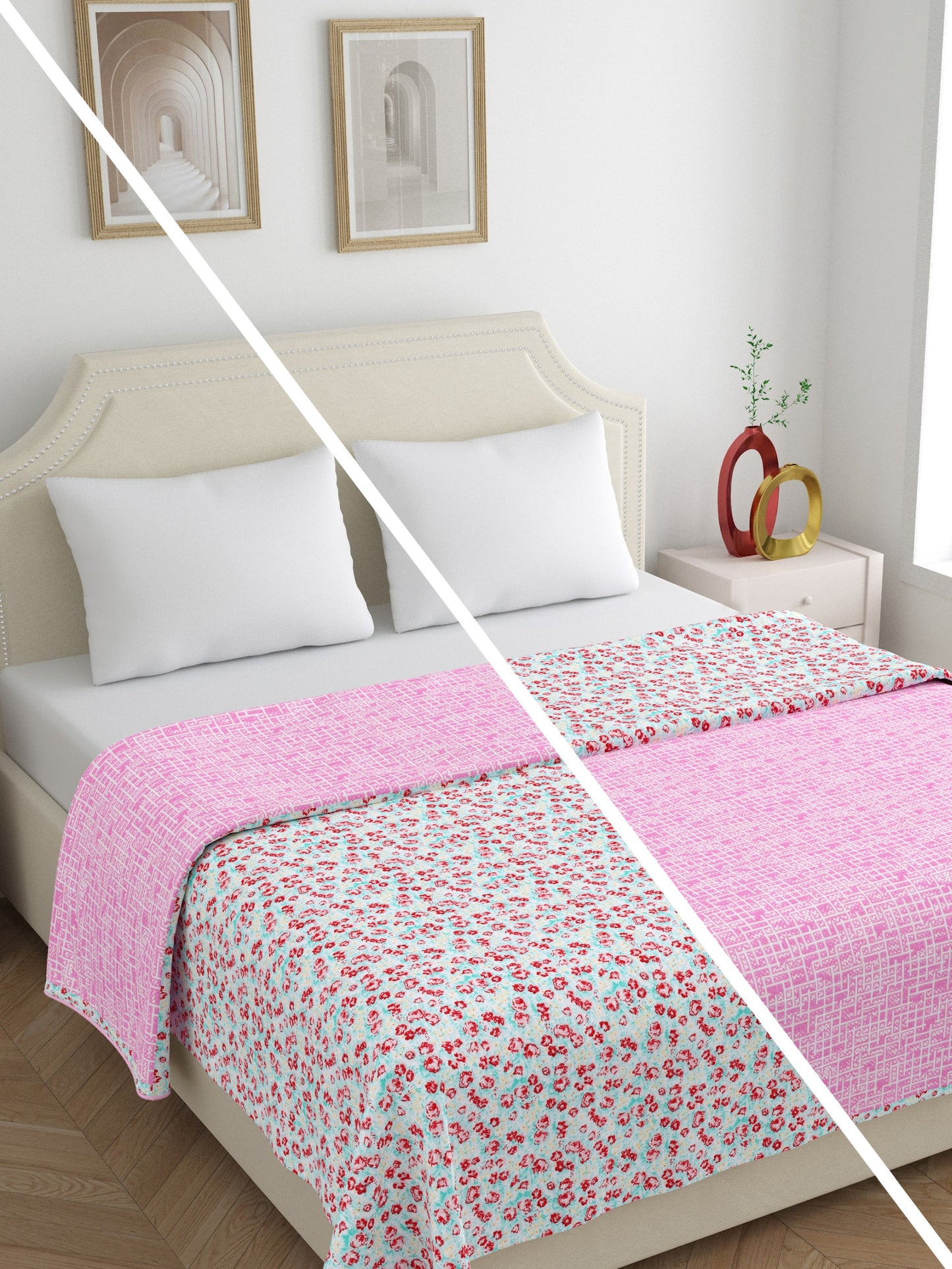 Home Ecstasy 100% Cotton 210 GSM Floral Dohar - Colour: Teal
