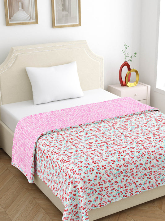 Home Ecstasy 100% Cotton 210 GSM Floral Dohar - Colour: Teal