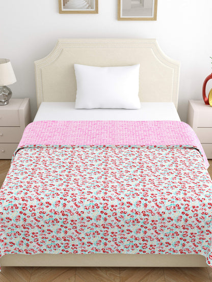 Home Ecstasy 100% Cotton 210 GSM Floral Dohar - Colour: Teal