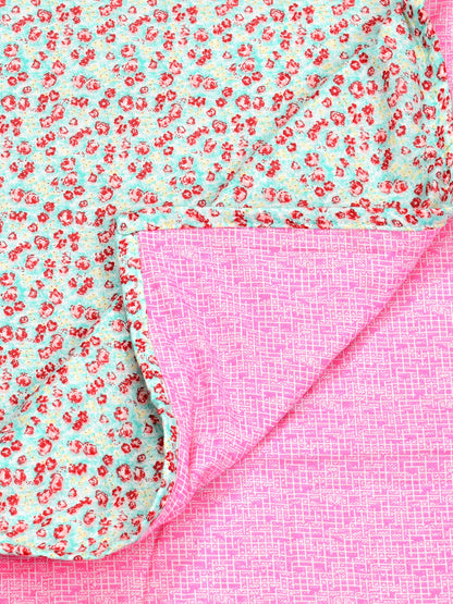 Home Ecstasy 100% Cotton 210 GSM Floral Dohar - Colour: Teal