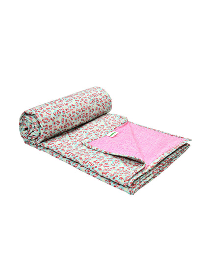 Home Ecstasy 100% Cotton 210 GSM Floral Dohar - Colour: Teal