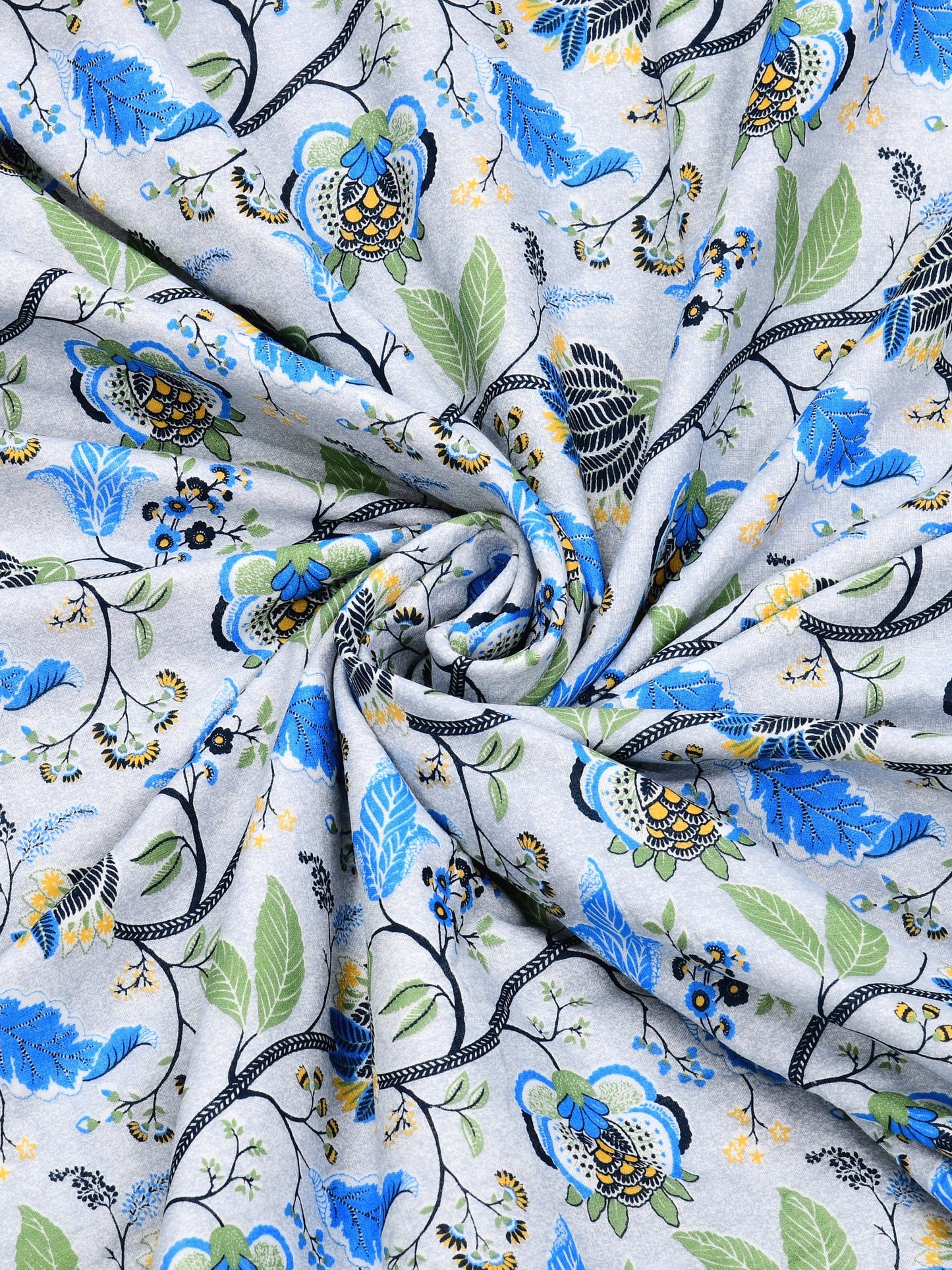 Home Ecstasy 100% Cotton 210 GSM Floral Dohar - Colour: Blue