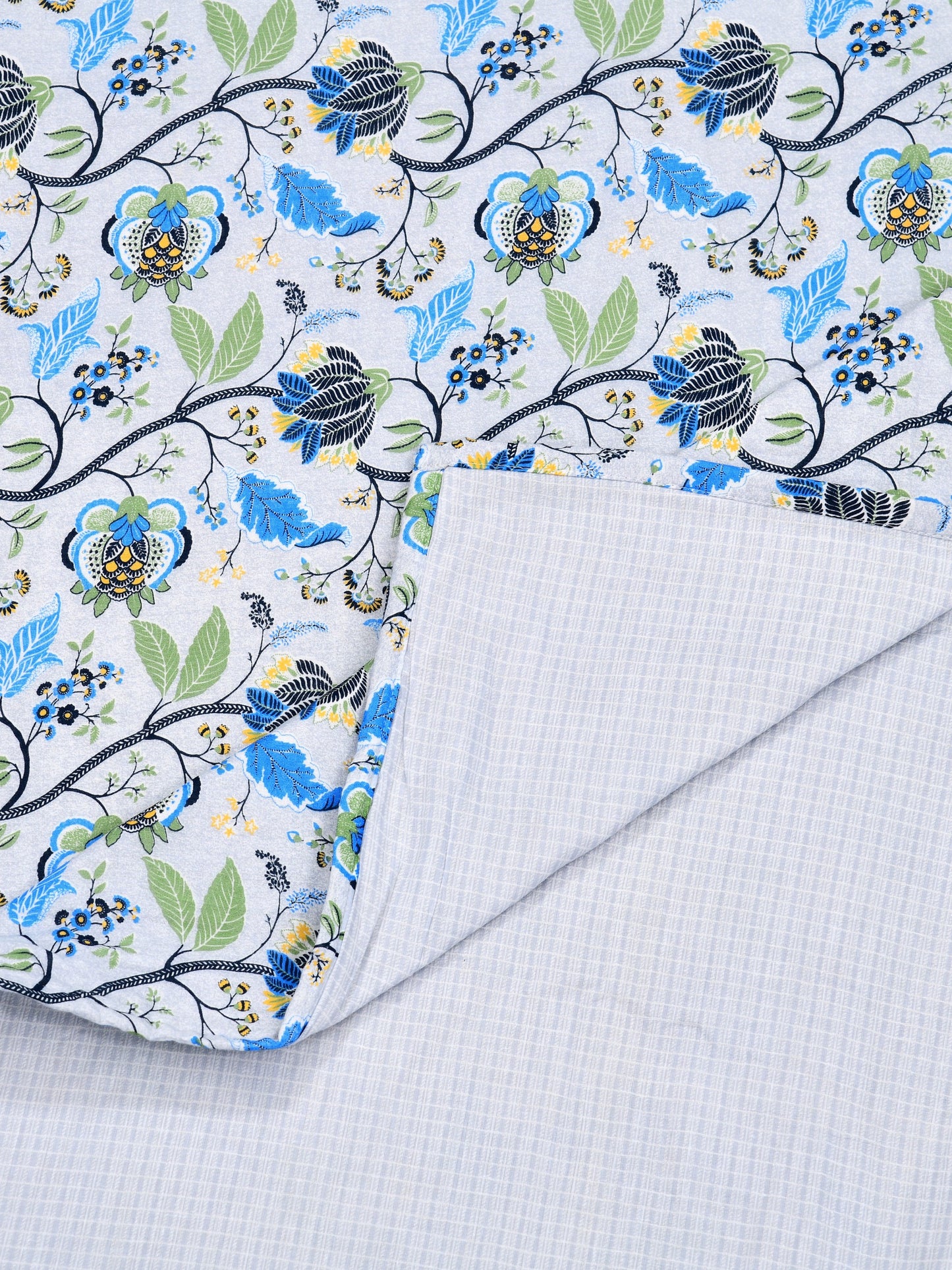 Home Ecstasy 100% Cotton 210 GSM Floral Dohar - Colour: Blue