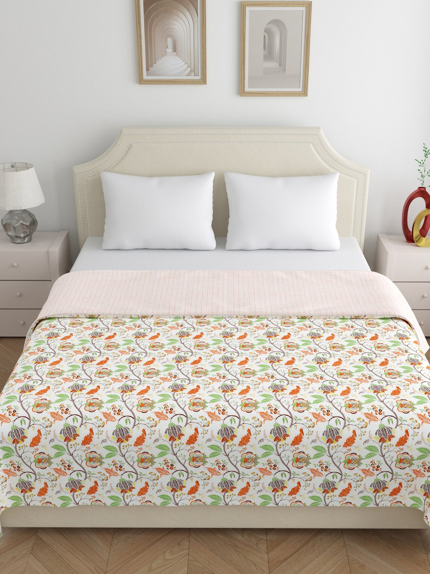 Home Ecstasy 100% Cotton 210 GSM Floral Dohar - Colour: Brown