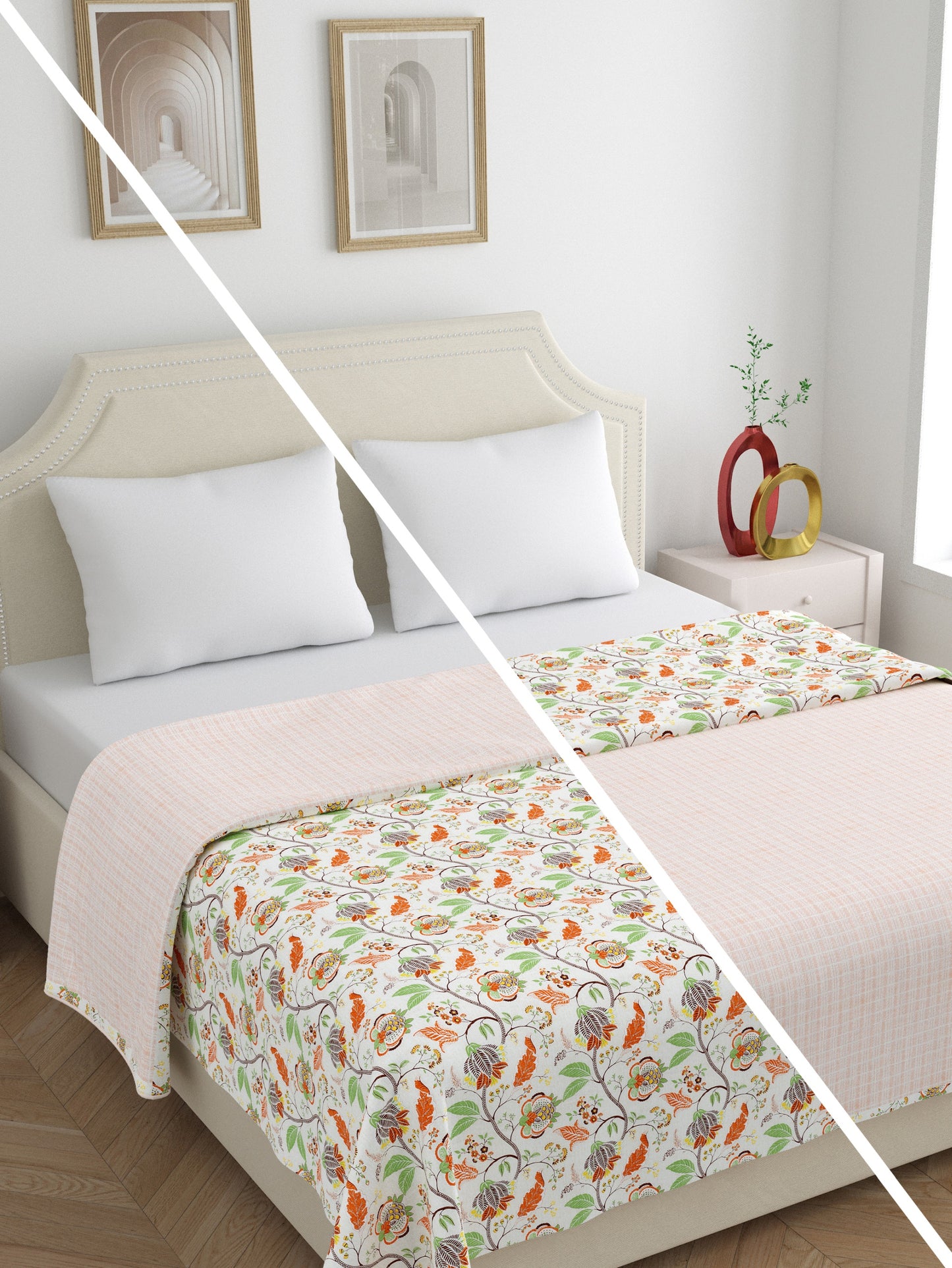 Home Ecstasy 100% Cotton 210 GSM Floral Dohar - Colour: Brown