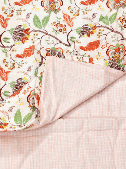 Home Ecstasy 100% Cotton 210 GSM Floral Dohar - Colour: Brown