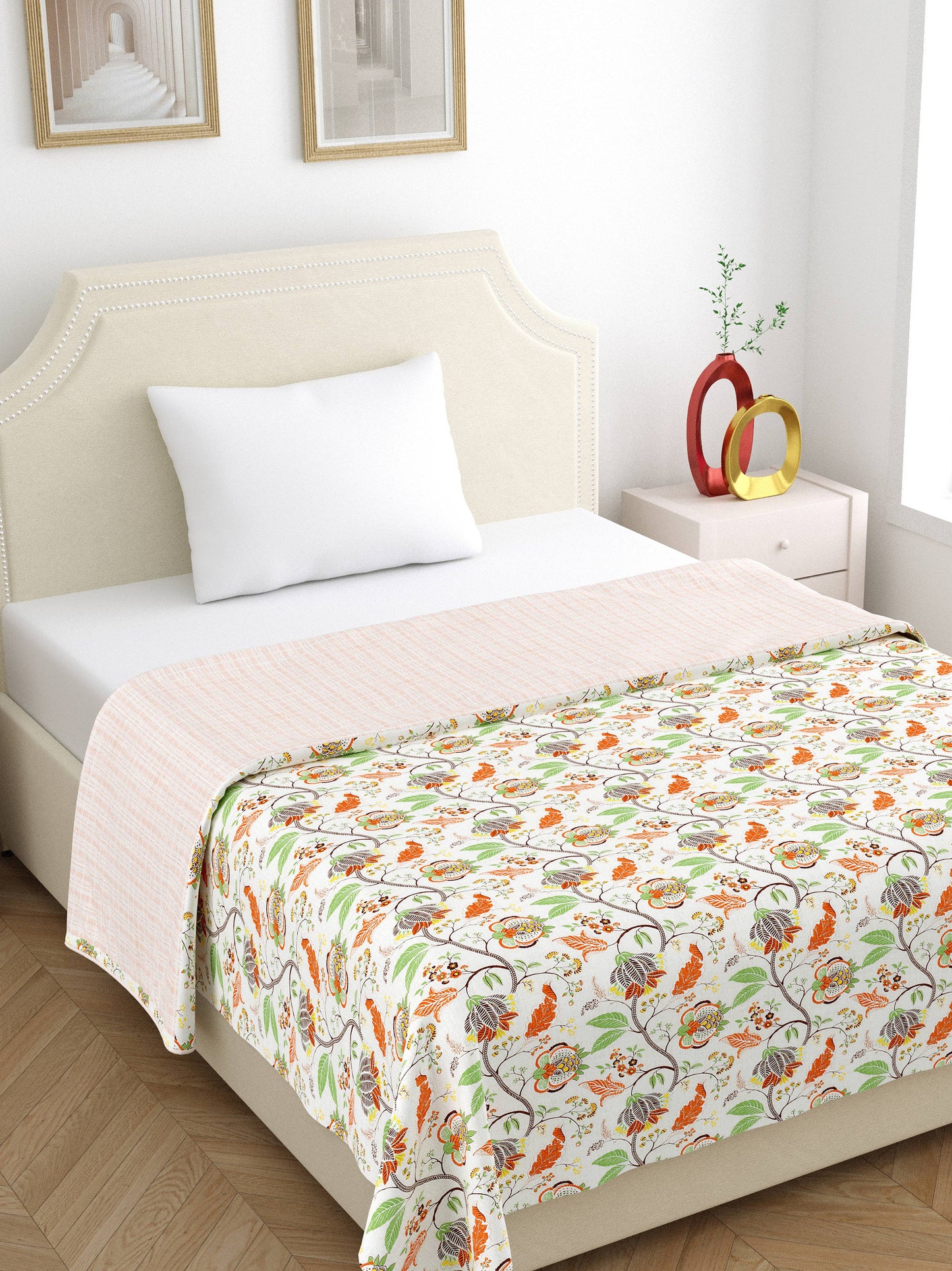 Home Ecstasy 100% Cotton 210 GSM Floral Dohar - Colour: Brown
