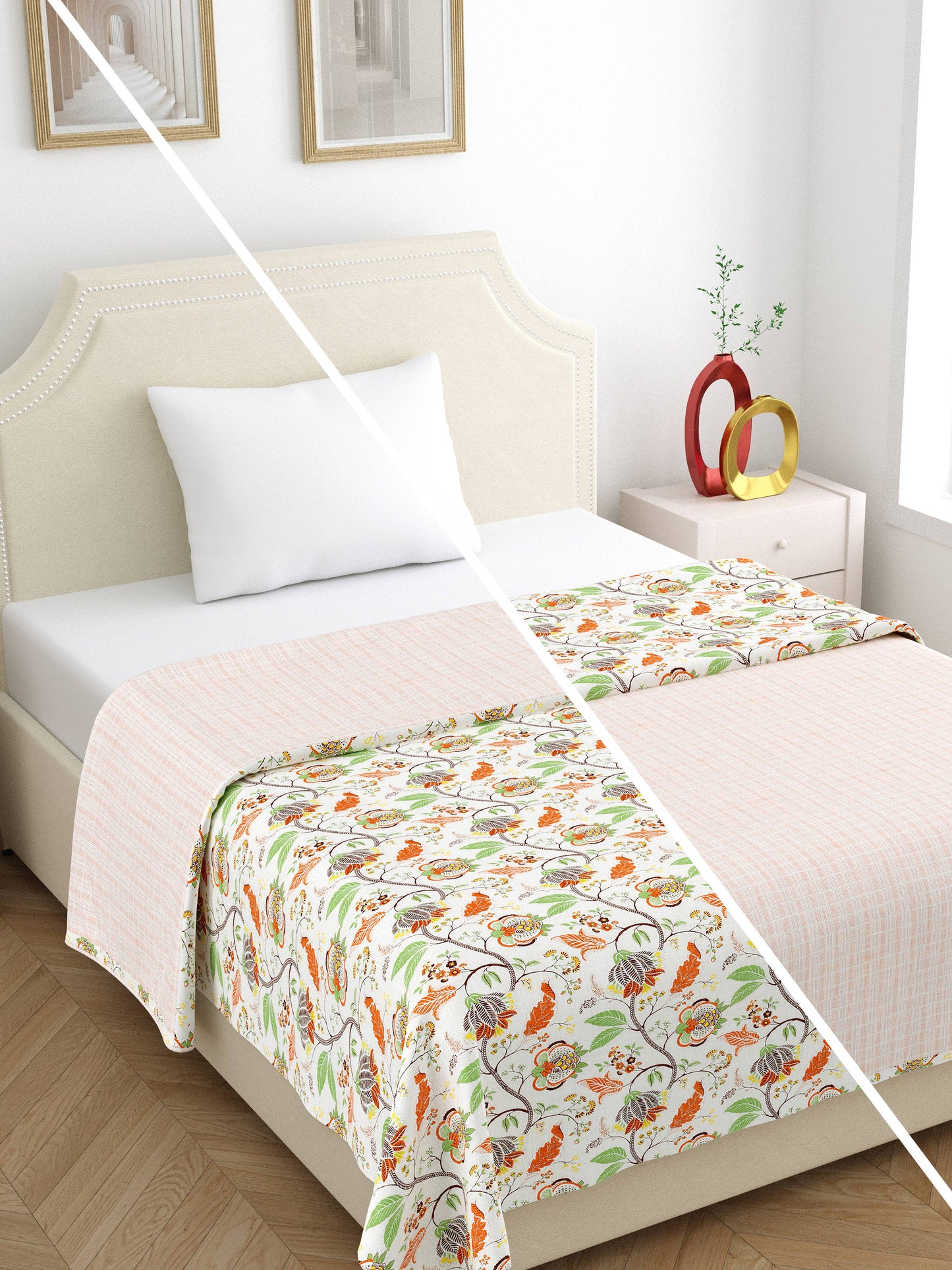 Home Ecstasy 100% Cotton 210 GSM Floral Dohar - Colour: Brown