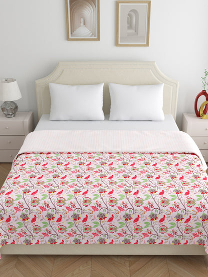 Home Ecstasy 100% Cotton 210 GSM Floral Dohar - Colour: Pink