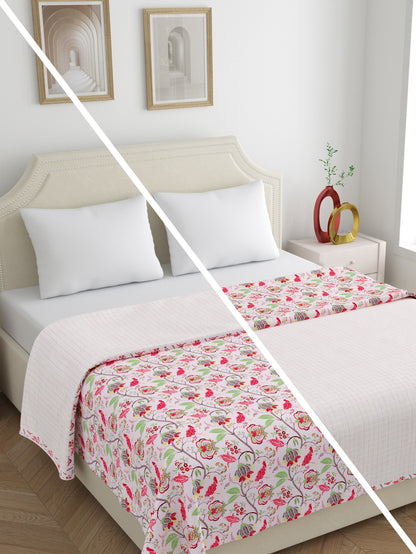 Home Ecstasy 100% Cotton 210 GSM Floral Dohar - Colour: Pink