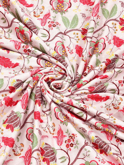 Home Ecstasy 100% Cotton 210 GSM Floral Dohar - Colour: Pink
