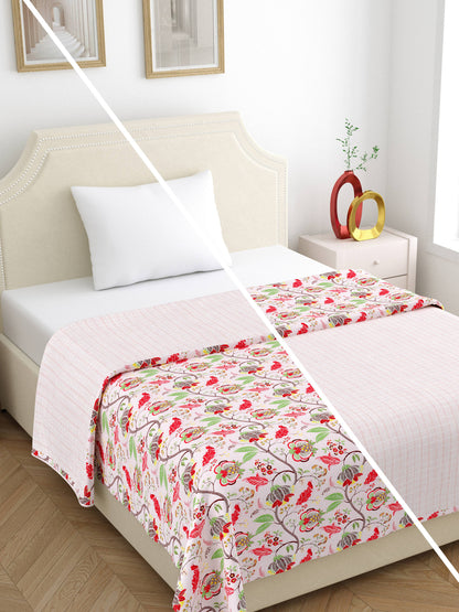 Home Ecstasy 100% Cotton 210 GSM Floral Dohar - Colour: Pink