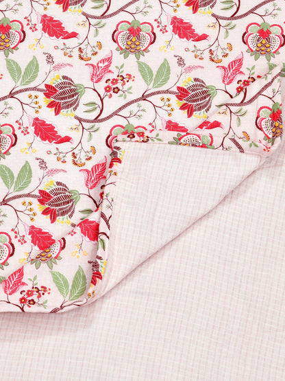 Home Ecstasy 100% Cotton 210 GSM Floral Dohar - Colour: Pink