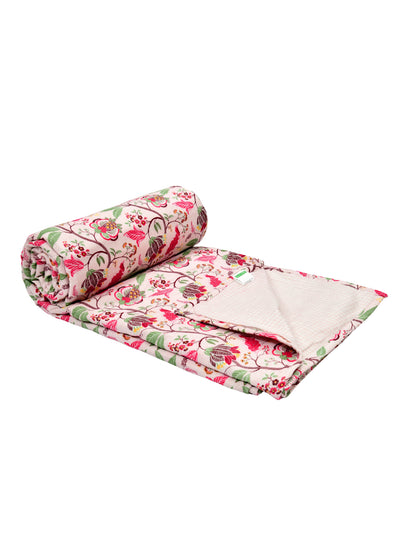 Home Ecstasy 100% Cotton 210 GSM Floral Dohar - Colour: Pink