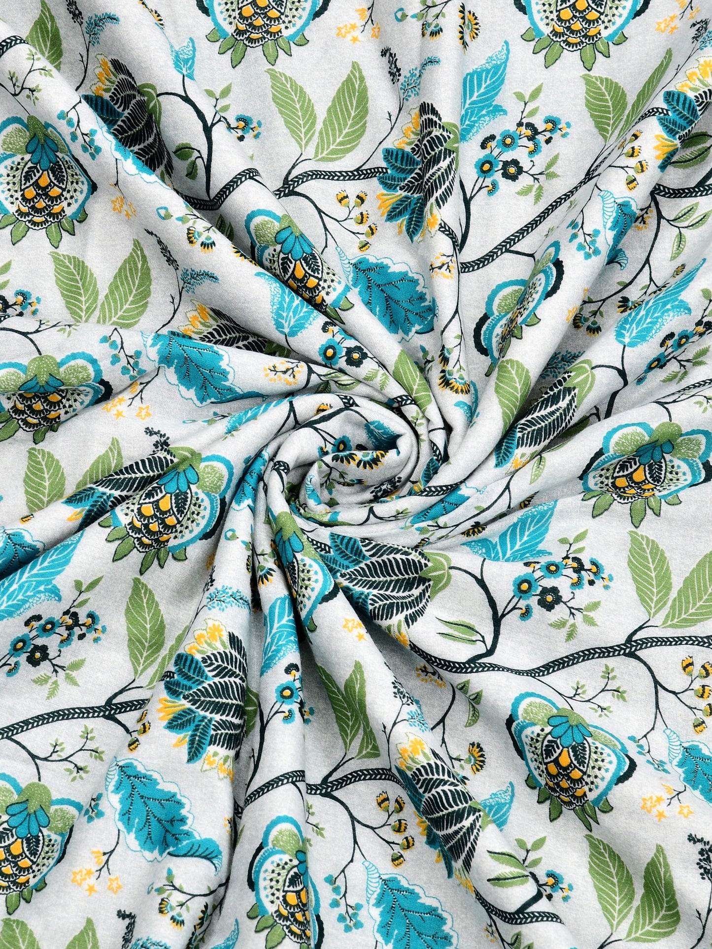 Home Ecstasy 100% Cotton 210 GSM Floral Dohar - Colour: Teal