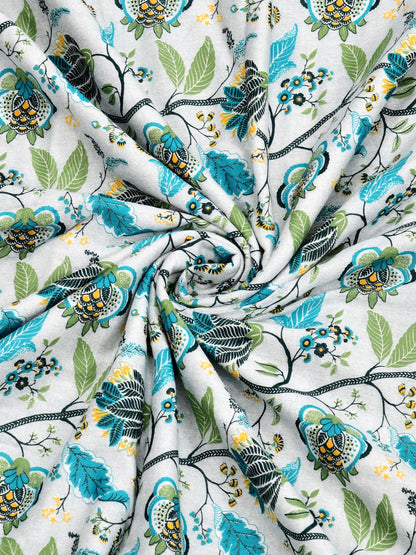 Home Ecstasy 100% Cotton 210 GSM Floral Dohar - Colour: Teal
