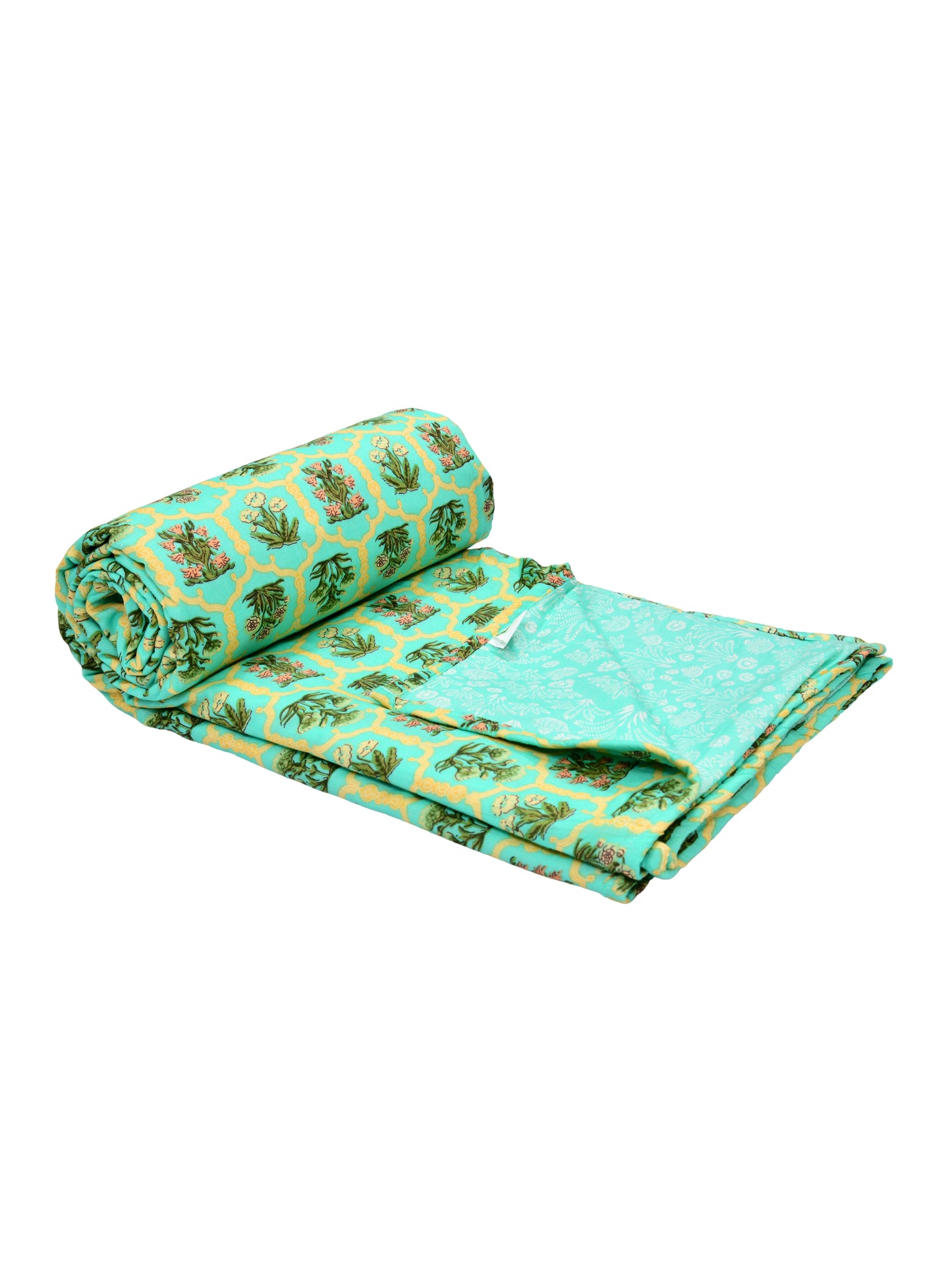 Home Ecstasy 100% Cotton 210 GSM Floral Dohar - Colour: Green