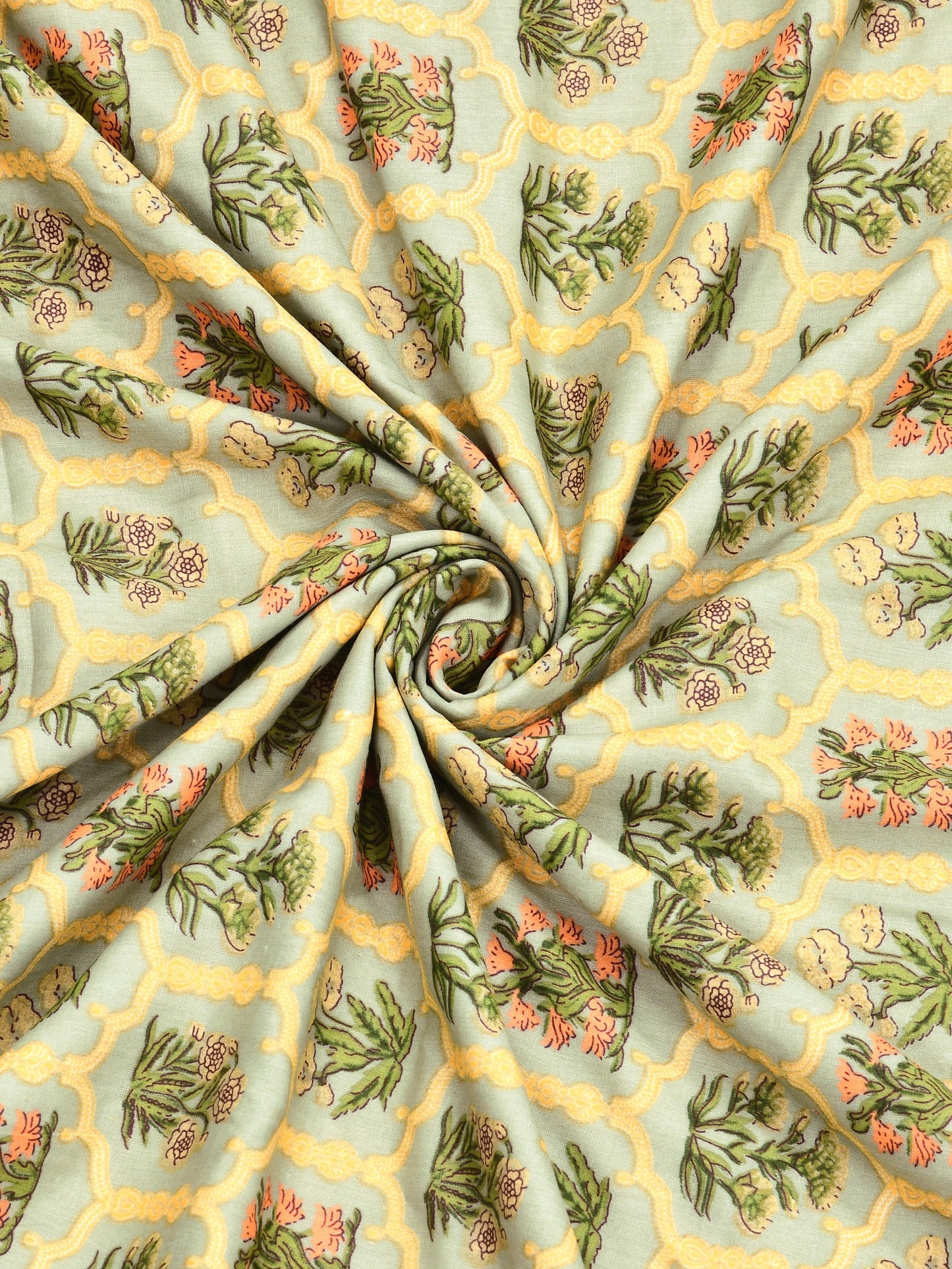 Home Ecstasy 100% Cotton 210 GSM Floral Dohar - Colour: Olive