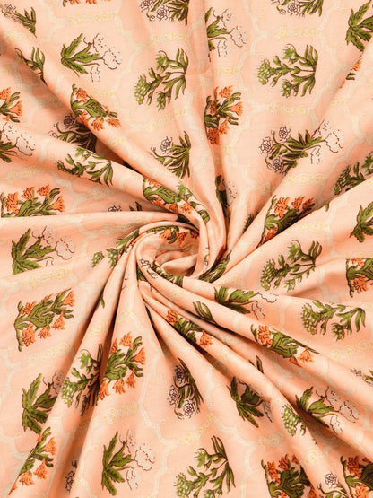 Home Ecstasy 100% Cotton 210 GSM Floral Dohar - Colour: Peach