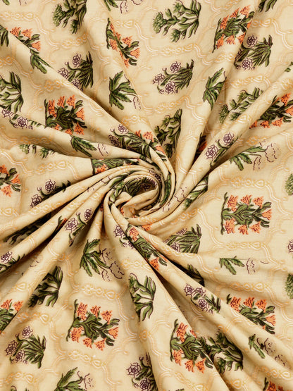 Home Ecstasy 100% Cotton 210 GSM Floral Dohar - Colour: Yellow