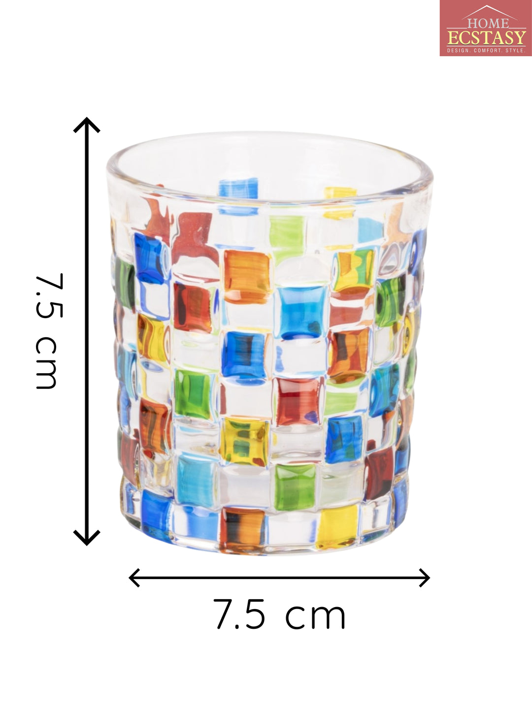 Home Ecstasy Premium Printed Glasses | Perfect for Home | 330 ml | Stained Mosaic | Pack of 6