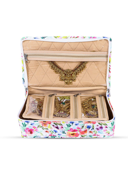 Home Ecstasy 7-Piece Jewellery Organiser for Women | Detachable Transparent Zipper Pouches | Travel Jewellery Case | 28 x 18 x 8 cm