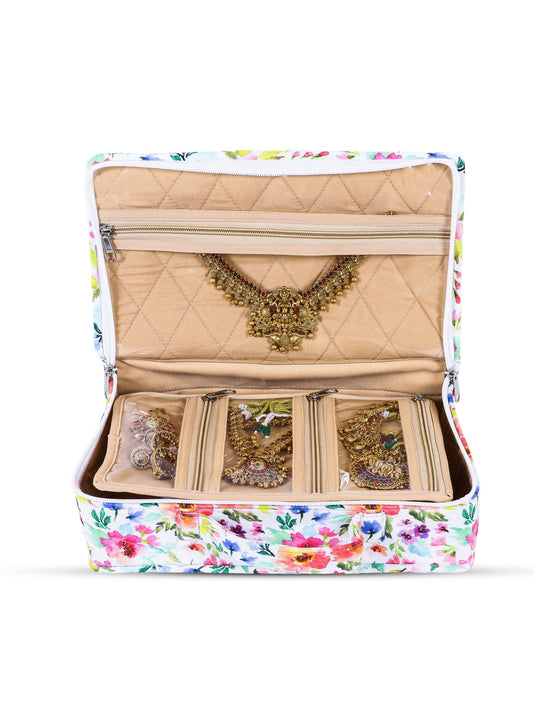Home Ecstasy 7-Piece Jewellery Organiser for Women | Detachable Transparent Zipper Pouches | Travel Jewellery Case | 28 x 18 x 8 cm