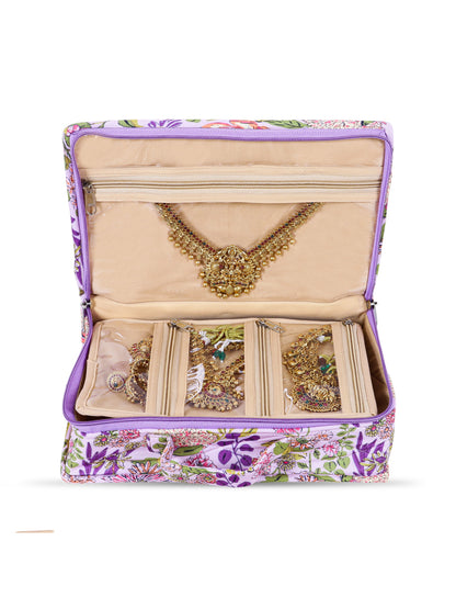 Home Ecstasy 7-Piece Jewellery Organiser for Women | Detachable Transparent Zipper Pouches | Travel Jewellery Case | 28 x 18 x 8 cm
