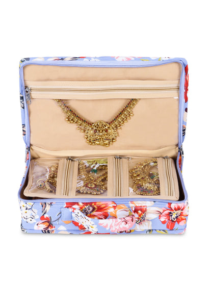 Home Ecstasy 7-Piece Jewellery Organiser for Women | Detachable Transparent Zipper Pouches | Travel Jewellery Case | 28 x 18 x 8 cm