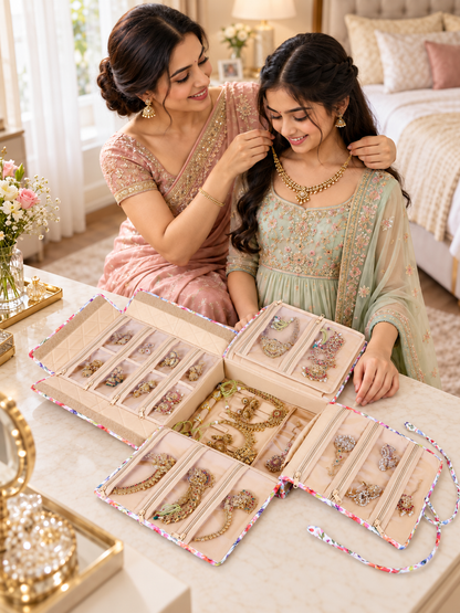 Home Ecstasy Large Jewellery Organiser | Multi-Compartment Jewellery Storage | Necklace, Earrings & Rings Organizer
