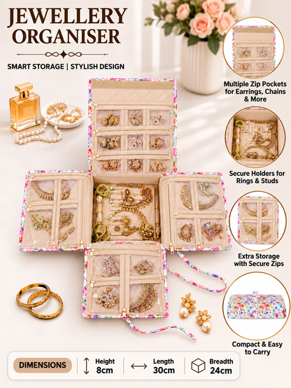 Home Ecstasy Large Jewellery Organiser | Multi-Compartment Jewellery Storage | Necklace, Earrings & Rings Organizer