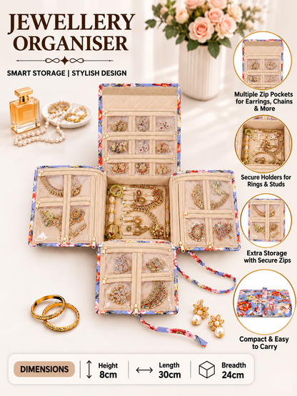 Home Ecstasy Large Jewellery Organiser | Multi-Compartment Jewellery Storage | Necklace, Earrings & Rings Organizer