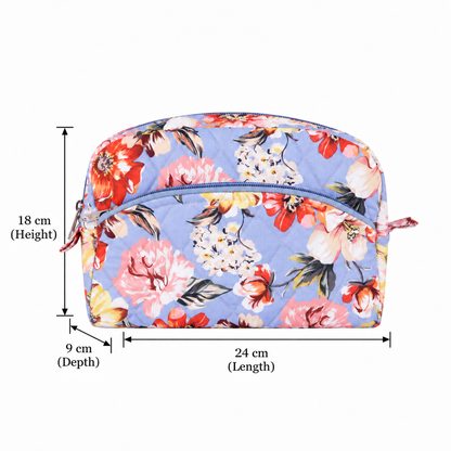 Home Ecstasy Floral Multipurpose Pouch – Makeup & Travel Organizer | Blue