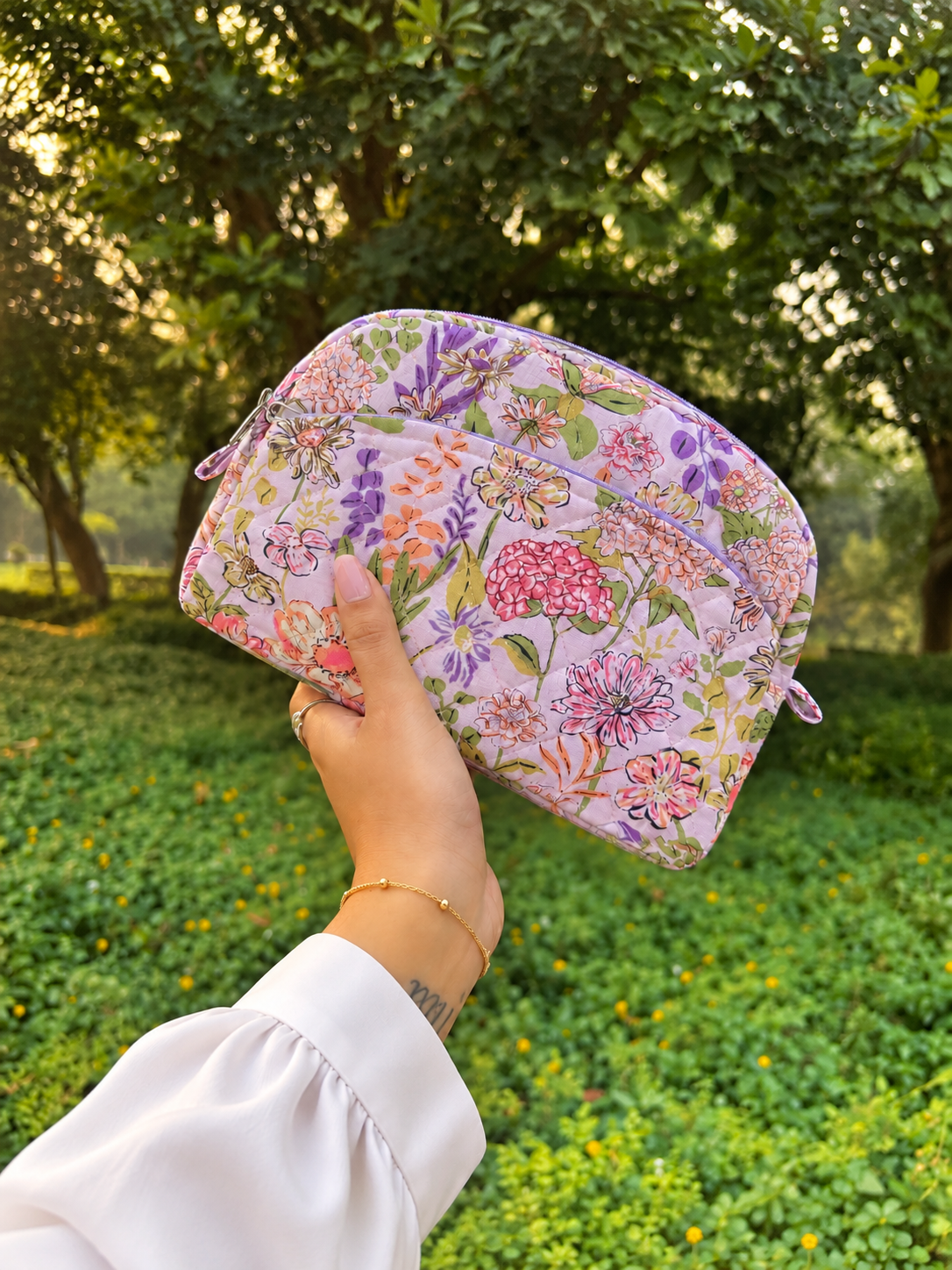 Home Ecstasy Floral Multipurpose Pouch – Medium Makeup & Travel Organizer
