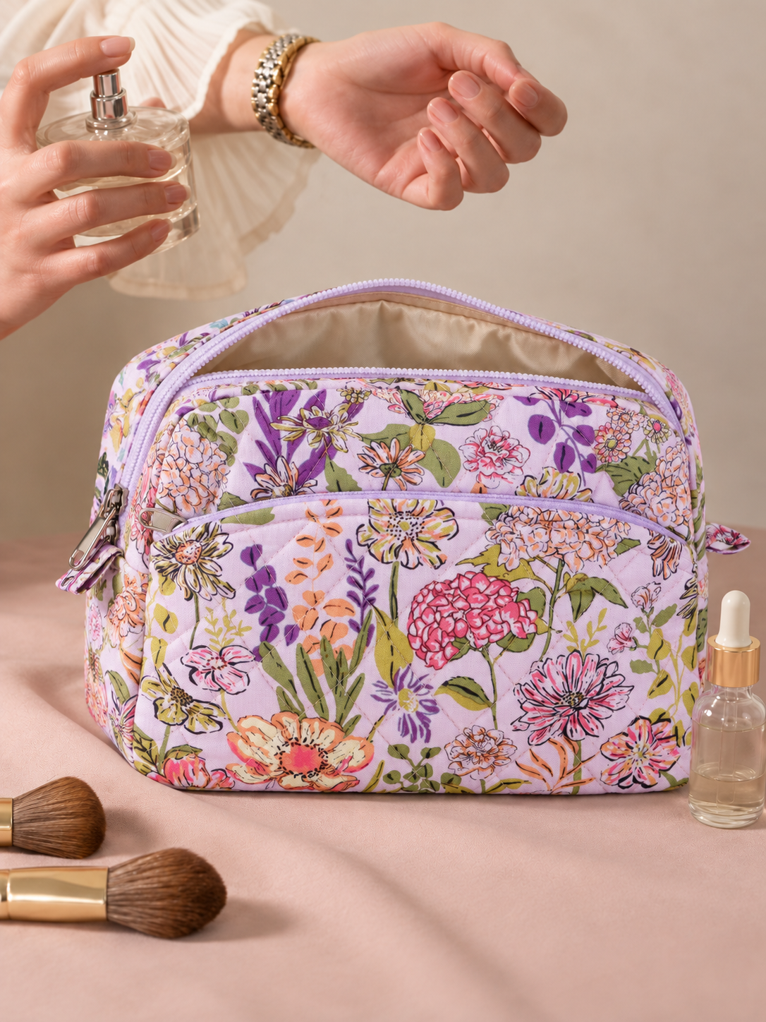 Home Ecstasy Floral Multipurpose Pouch – Medium Makeup & Travel Organizer