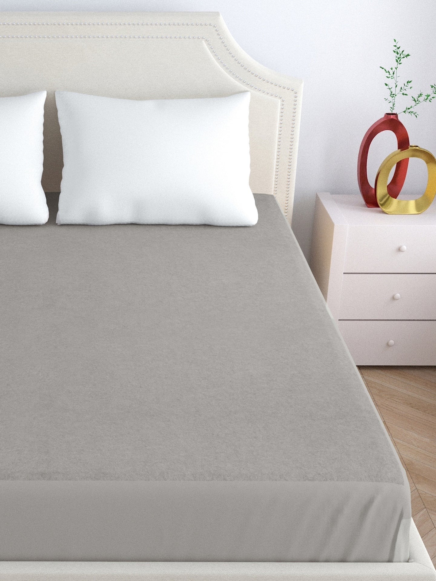 Home Ecstasy 100% Cotton Mattres Protector | 200GSM | Grey