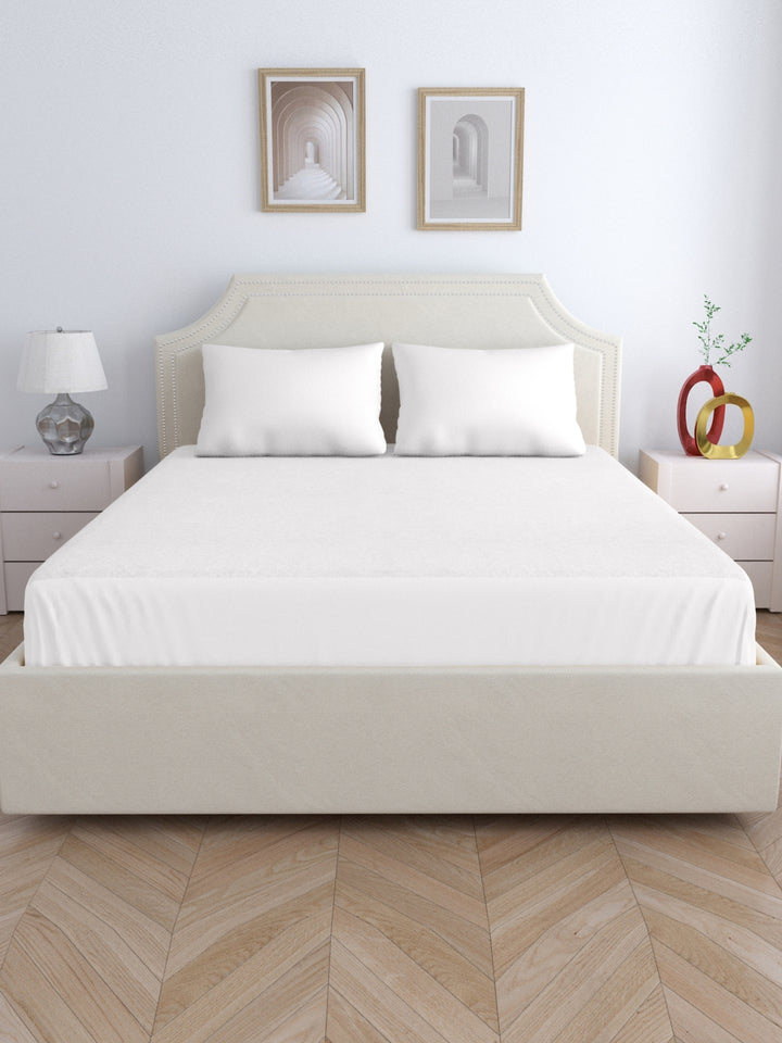 Home Ecstasy 100% Cotton Mattres Protector | 200GSM | White