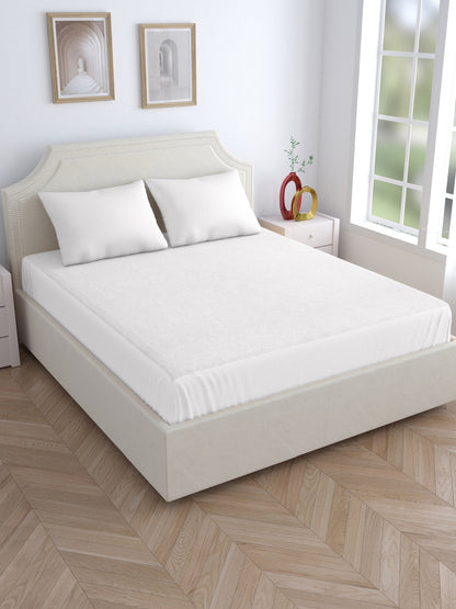 Home Ecstasy 100% Cotton Mattres Protector | 200GSM | White
