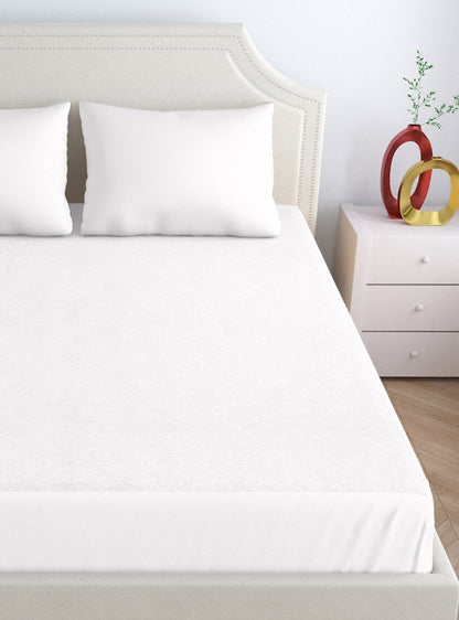 Home Ecstasy 100% Cotton Mattres Protector | 200GSM | White